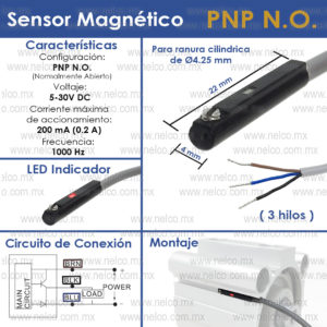 PNP SENSOR CILINDRO NEUMATICO 07P COMPACTO CDQ ADQ