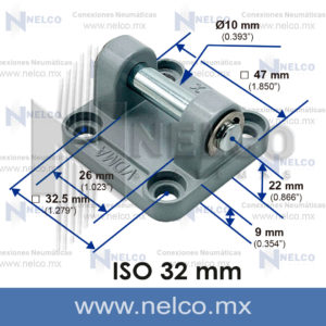 CLEVIS DOBLE 32 MM PARA CILINDRO NEUMATICO PISTON NEUMATICO OSCILANTE ARTICULACION FACIL INSTALACION MONTAJE EN NEUMATICA