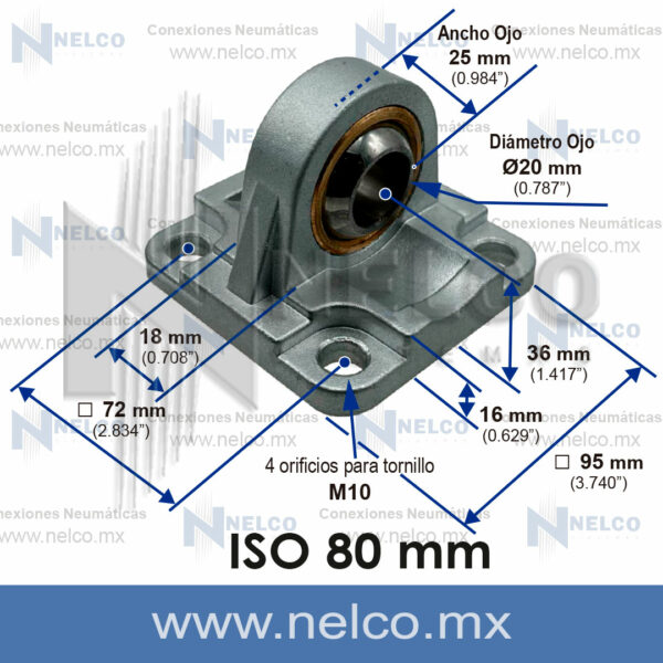 Clevis articulada rotula de ojo para cilindro neumatico 80 mm ISO en Monterrey Mexico